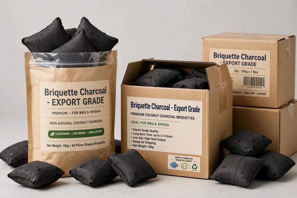briquette charcoal packaging export